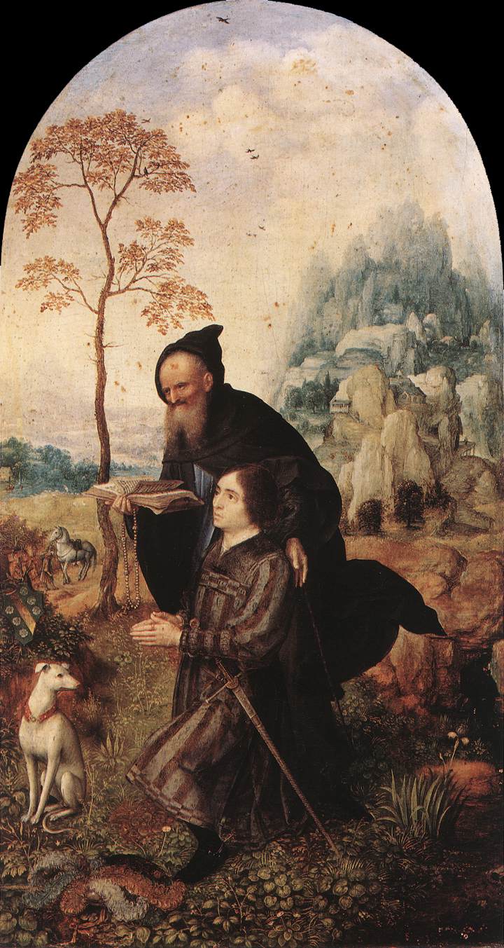 GOSSAERT, Jan (Mabuse) St Anthony with a Donor dfg